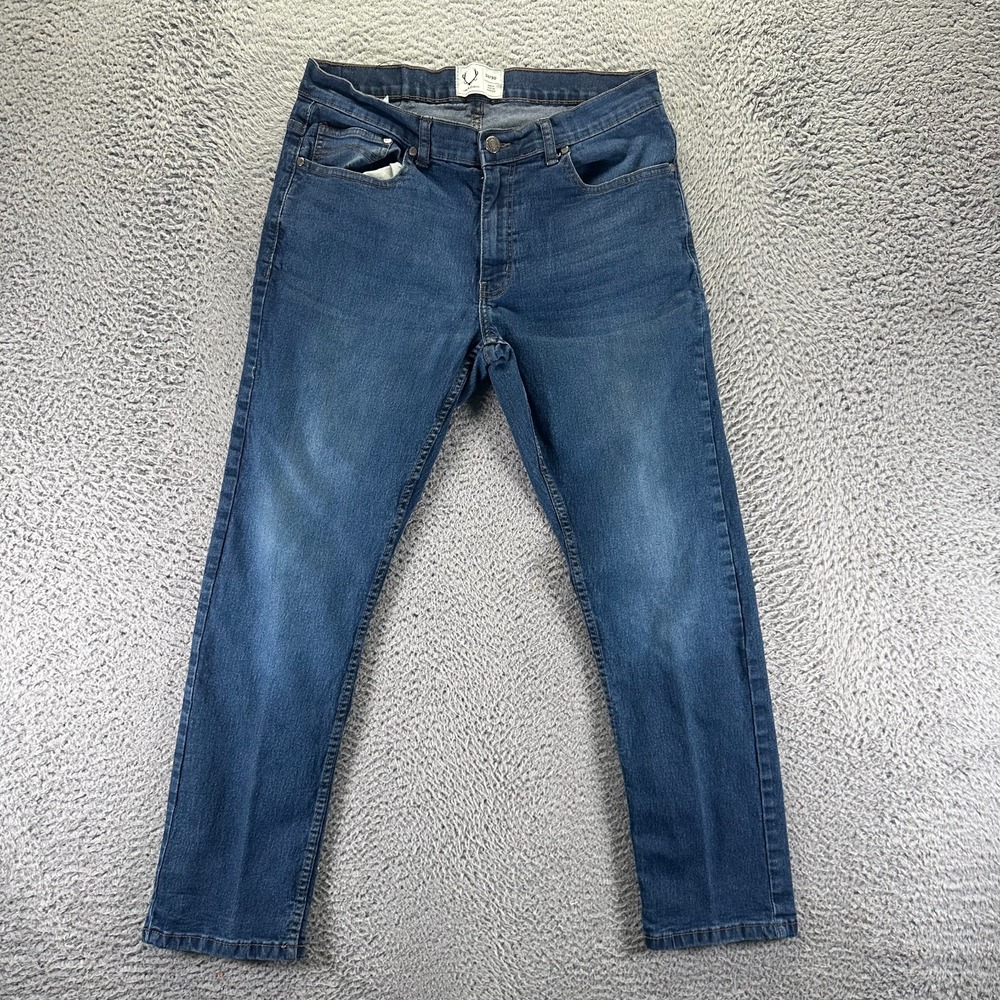 Luke & Dutch Jeans Mens 34x30 Blue Cotton Denim Straight Faded Workwear Stretch